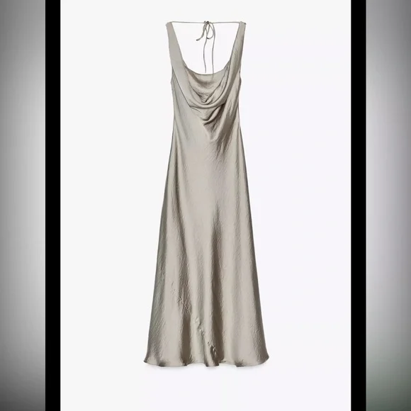 ZARA ZW COLLECTION SATIN LONG DRESS - Picture 12 of 14
